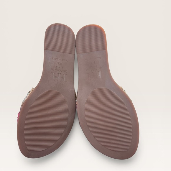 Haute Hippie Embroidered Pink Floral Slide Sandals - Picture 4 of 5